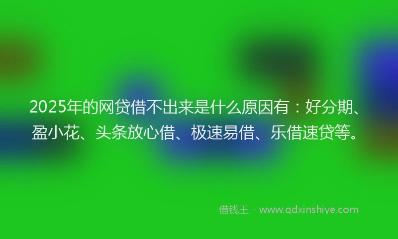 2025年的网贷借不出来是什么原因有：好分期、盈小花、头条放心借、极速易借、乐借速贷等。