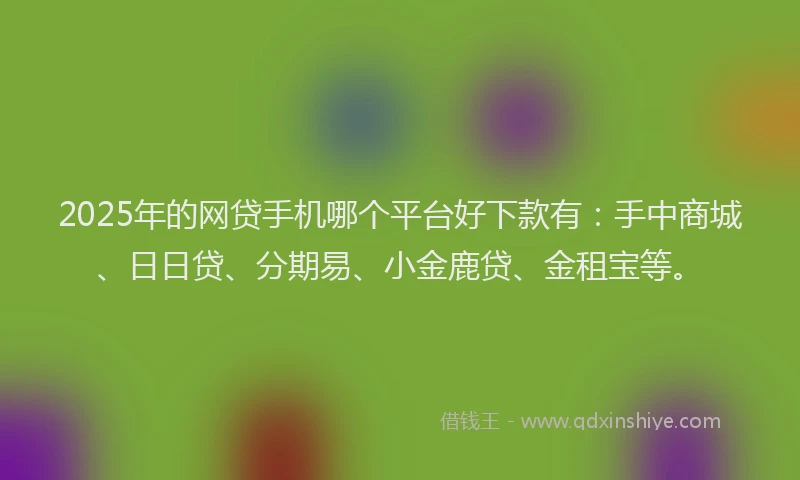 2025年的网贷手机哪个平台好下款有：手中商城、日日贷、分期易、小金鹿贷、金租宝等。