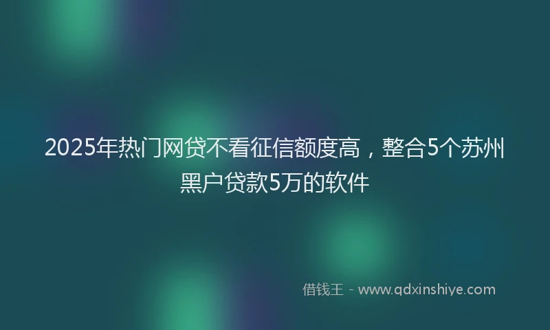 2025年热门网贷不看征信额度高，整合5个苏州黑户贷款5万的软件