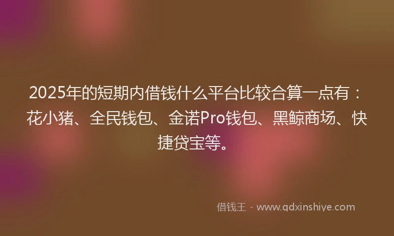 2025年的短期内借钱什么平台比较合算一点有：花小猪、全民钱包、金诺Pro钱包、黑鲸商场、快捷贷宝等。