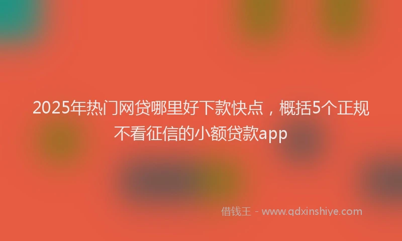 2025年热门网贷哪里好下款快点，概括5个正规不看征信的小额贷款app