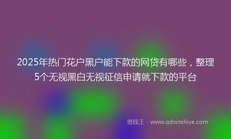 2025年热门花户黑户能下款的网贷有哪些，整理5个无视黑白无视征信申请就下款的平台