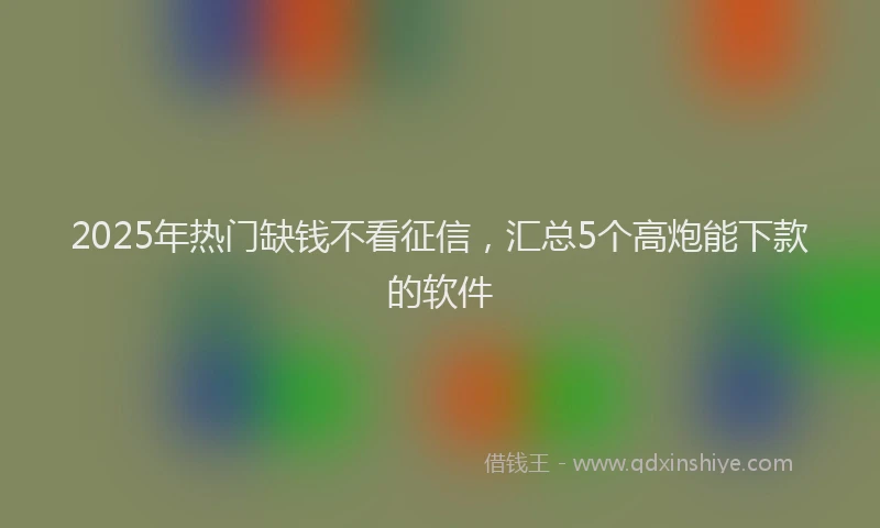 2025年热门缺钱不看征信，汇总5个高炮能下款的软件