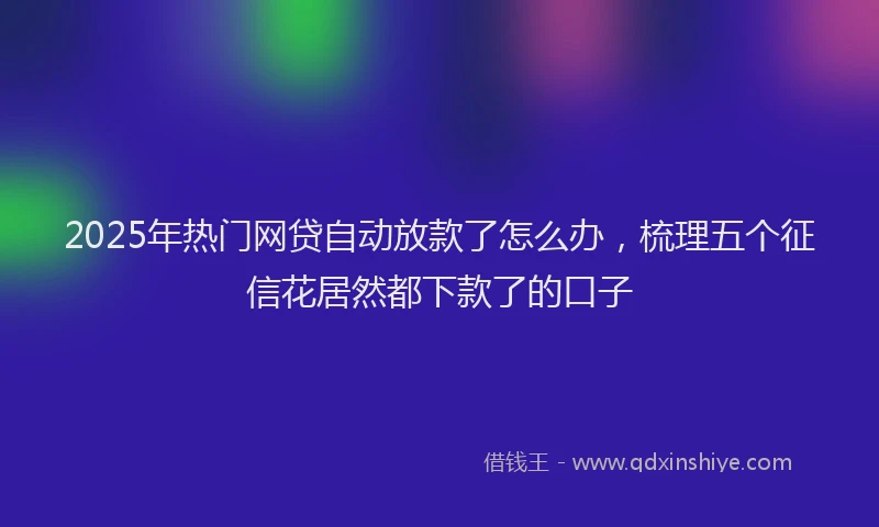2025年热门网贷自动放款了怎么办，梳理五个征信花居然都下款了的口子