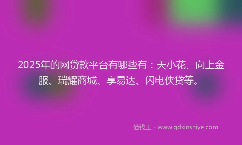 2025年的网贷款平台有哪些有：天小花、向上金服、瑞耀商城、享易达、闪电侠贷等。