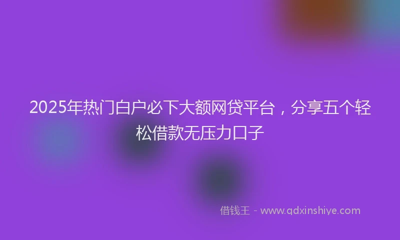 2025年热门白户必下大额网贷平台，分享五个轻松借款无压力口子
