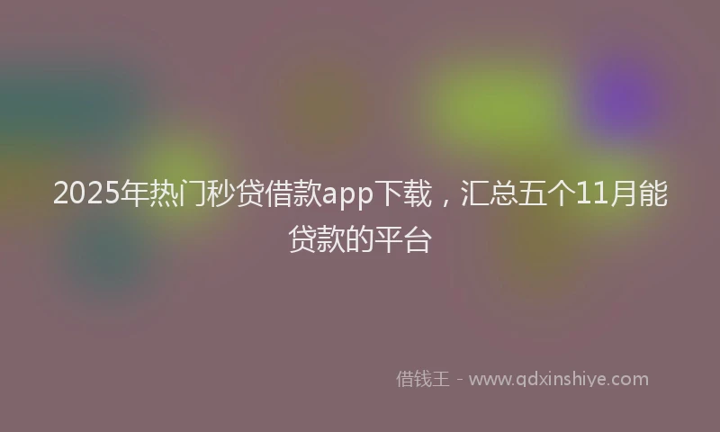 2025年热门秒贷借款app下载，汇总五个11月能贷款的平台
