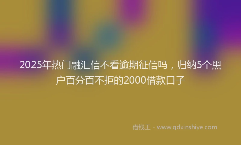 2025年热门融汇信不看逾期征信吗，归纳5个黑户百分百不拒的2000借款口子