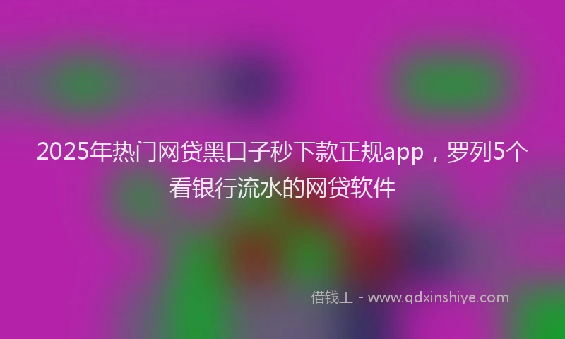 2025年热门网贷黑口子秒下款正规app，罗列5个看银行流水的网贷软件
