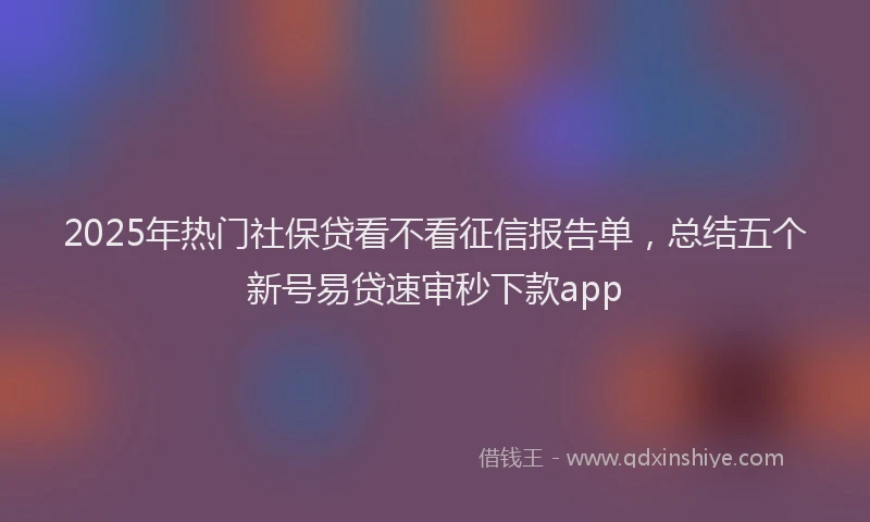 2025年热门社保贷看不看征信报告单，总结五个新号易贷速审秒下款app