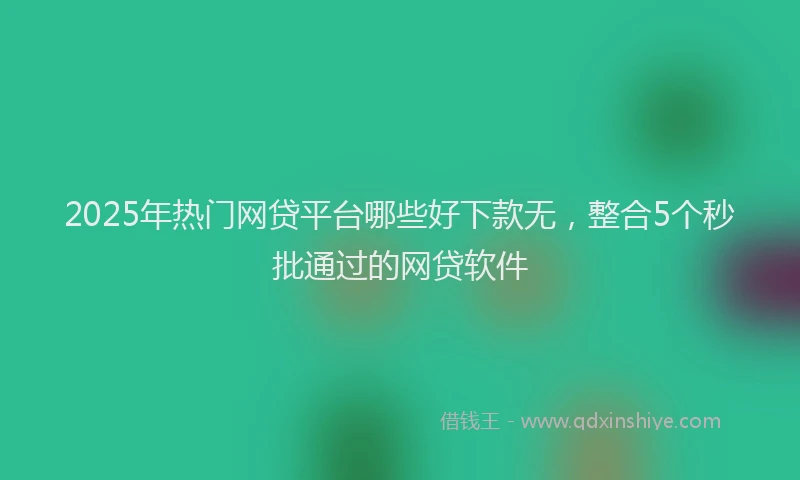2025年热门网贷平台哪些好下款无，整合5个秒批通过的网贷软件