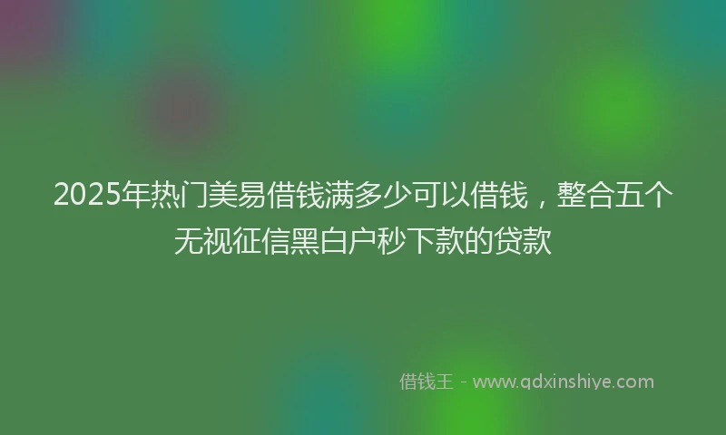 2025年热门美易借钱满多少可以借钱，整合五个无视征信黑白户秒下款的贷款