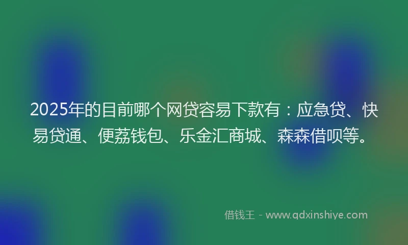 2025年的目前哪个网贷容易下款有：应急贷、快易贷通、便荔钱包、乐金汇商城、森森借呗等。