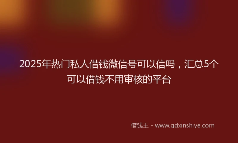 2025年热门私人借钱微信号可以信吗，汇总5个可以借钱不用审核的平台