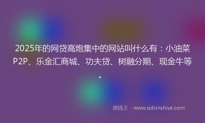 2025年的网贷高炮集中的网站叫什么有：小油菜P2P、乐金汇商城、功夫贷、树融分期、现金牛等。