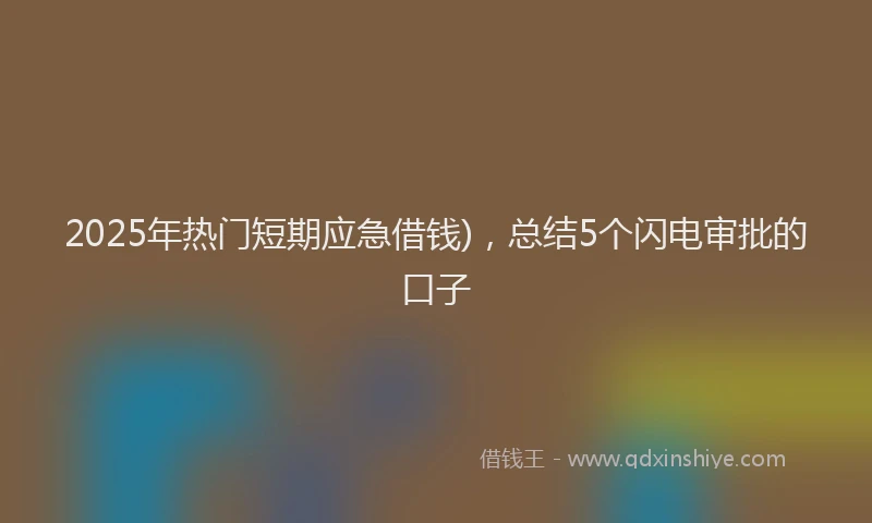 2025年热门短期应急借钱)，总结5个闪电审批的口子