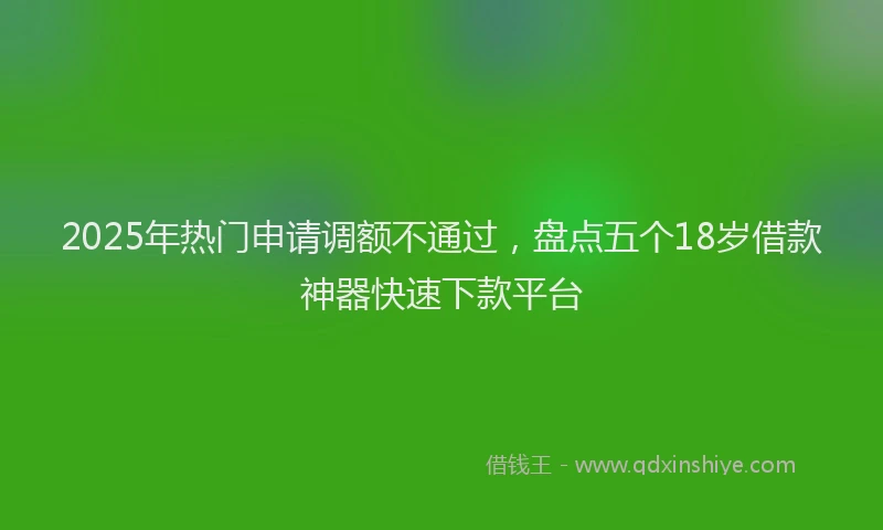 2025年热门申请调额不通过，盘点五个18岁借款神器快速下款平台