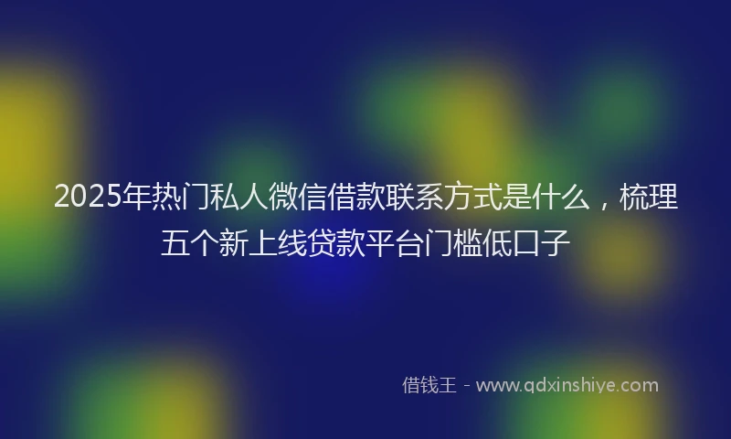 2025年热门私人微信借款联系方式是什么，梳理五个新上线贷款平台门槛低口子