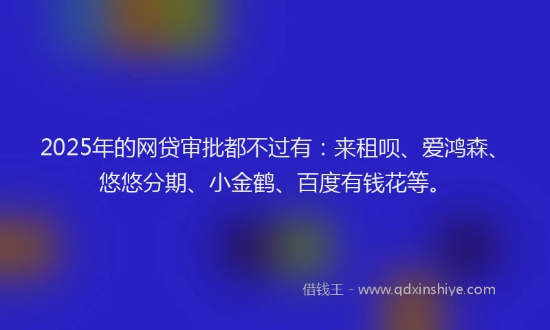 2025年的网贷审批都不过有：来租呗、爱鸿森、悠悠分期、小金鹤、百度有钱花等。