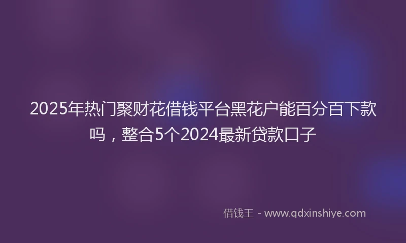 2025年热门聚财花借钱平台黑花户能百分百下款吗，整合5个2024最新贷款口子