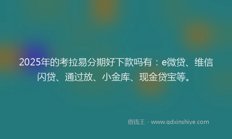 2025年的考拉易分期好下款吗有：e微贷、维信闪贷、通过放、小金库、现金贷宝等。