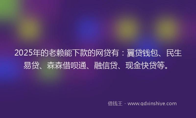 2025年的老赖能下款的网贷有：翼贷钱包、民生易贷、森森借呗通、融信贷、现金快贷等。