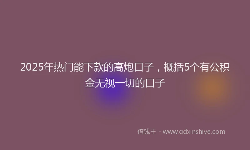 2025年热门能下款的高炮口子，概括5个有公积金无视一切的口子