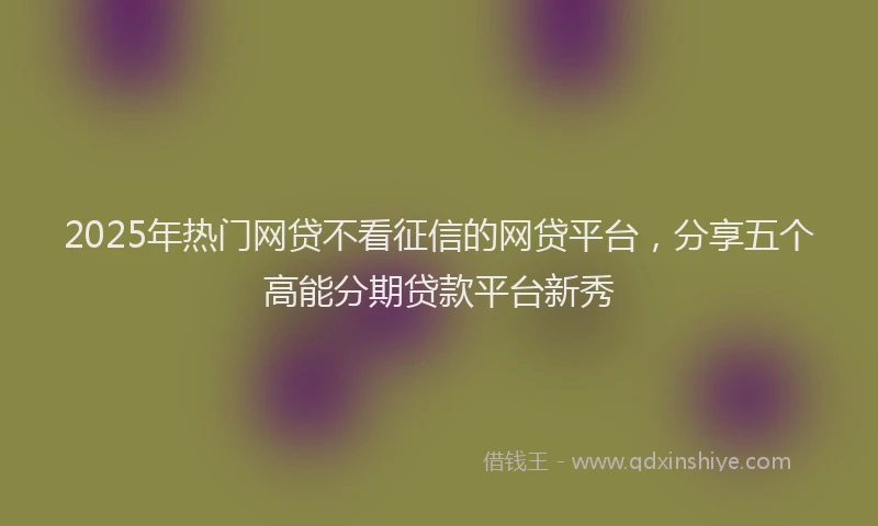 2025年热门网贷不看征信的网贷平台，分享五个高能分期贷款平台新秀