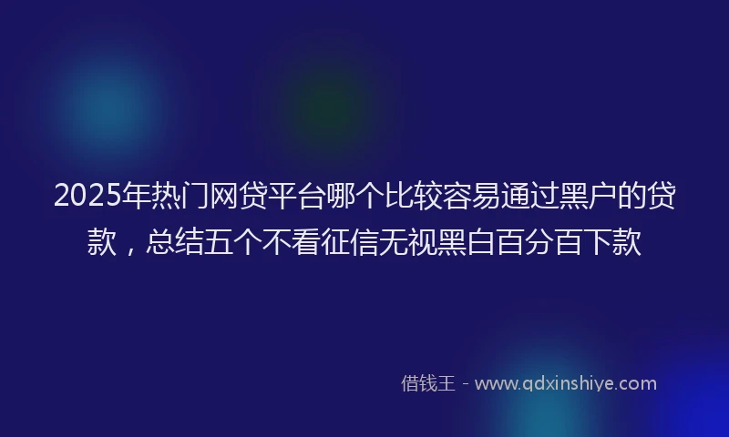2025年热门网贷平台哪个比较容易通过黑户的贷款，总结五个不看征信无视黑白百分百下款