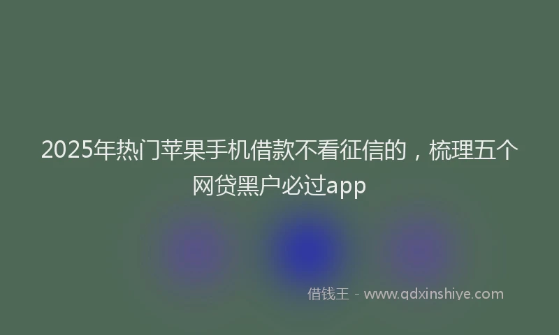 2025年热门苹果手机借款不看征信的，梳理五个网贷黑户必过app