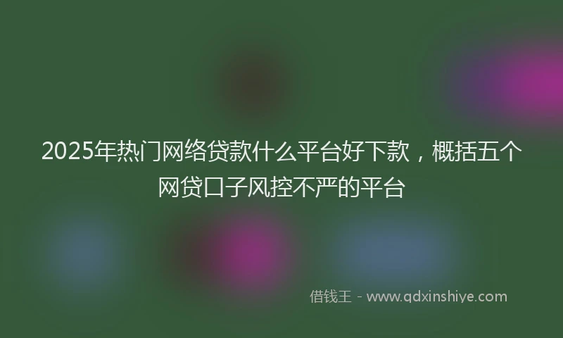 2025年热门网络贷款什么平台好下款，概括五个网贷口子风控不严的平台