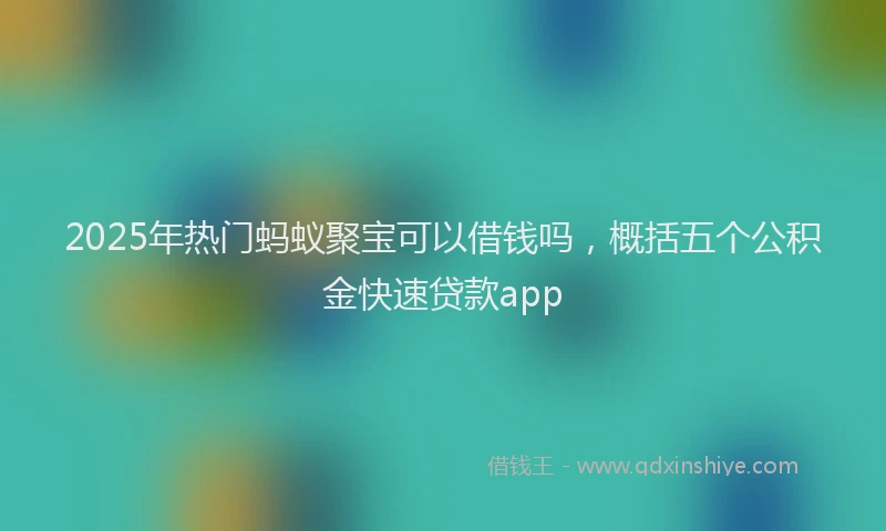 2025年热门蚂蚁聚宝可以借钱吗，概括五个公积金快速贷款app
