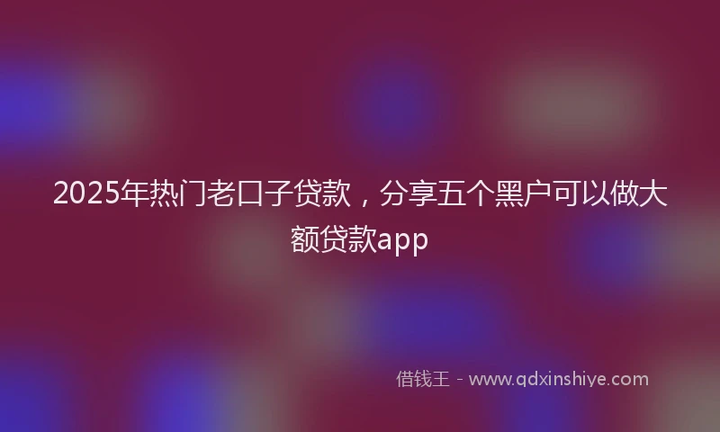 2025年热门老口子贷款，分享五个黑户可以做大额贷款app