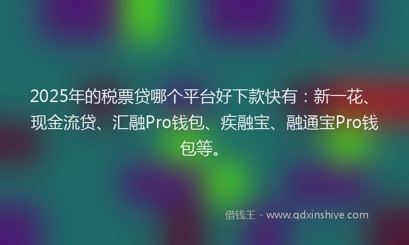 2025年的税票贷哪个平台好下款快有：新一花、现金流贷、汇融Pro钱包、疾融宝、融通宝Pro钱包等。