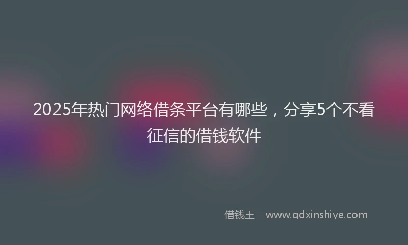 2025年热门网络借条平台有哪些，分享5个不看征信的借钱软件