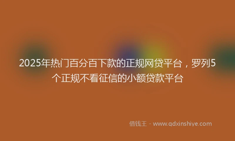 2025年热门百分百下款的正规网贷平台，罗列5个正规不看征信的小额贷款平台