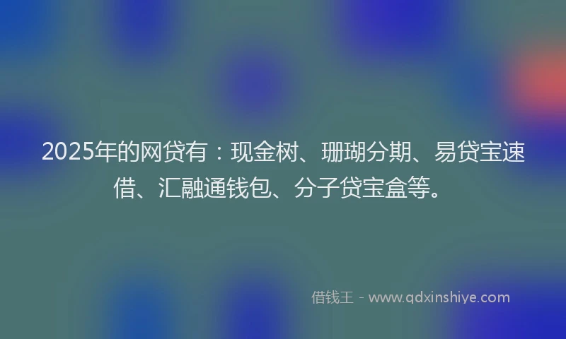 2025年的网贷有：现金树、珊瑚分期、易贷宝速借、汇融通钱包、分子贷宝盒等。