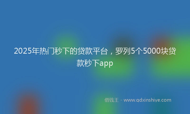 2025年热门秒下的贷款平台，罗列5个5000块贷款秒下app