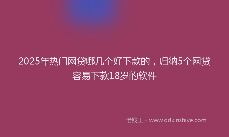 2025年热门网贷哪几个好下款的，归纳5个网贷容易下款18岁的软件