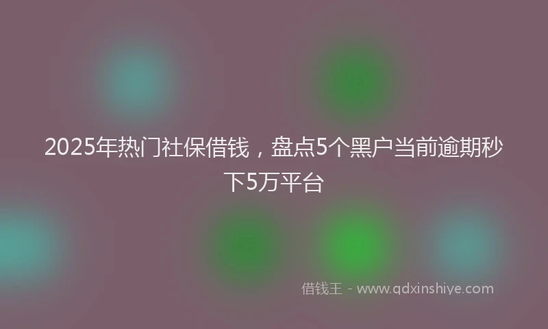 2025年热门社保借钱，盘点5个黑户当前逾期秒下5万平台