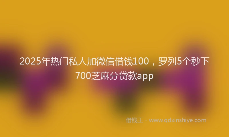 2025年热门私人加微信借钱100，罗列5个秒下700芝麻分贷款app