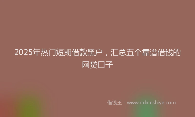 2025年热门短期借款黑户，汇总五个靠谱借钱的网贷口子