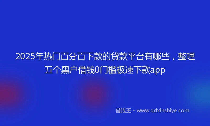 2025年热门百分百下款的贷款平台有哪些，整理五个黑户借钱0门槛极速下款app