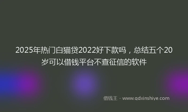 2025年热门白猫贷2022好下款吗，总结五个20岁可以借钱平台不查征信的软件