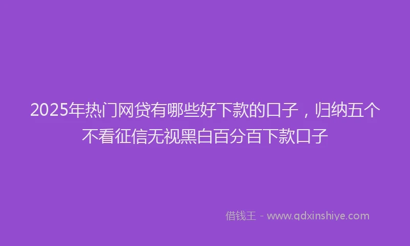 2025年热门网贷有哪些好下款的口子，归纳五个不看征信无视黑白百分百下款口子