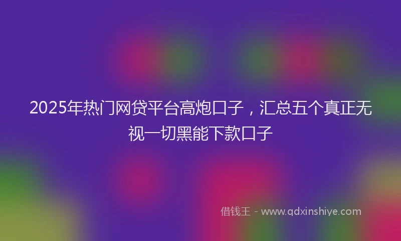 2025年热门网贷平台高炮口子，汇总五个真正无视一切黑能下款口子