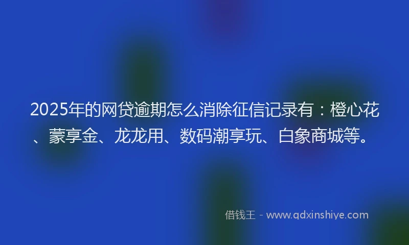 2025年的网贷逾期怎么消除征信记录有：橙心花、蒙享金、龙龙用、数码潮享玩、白象商城等。