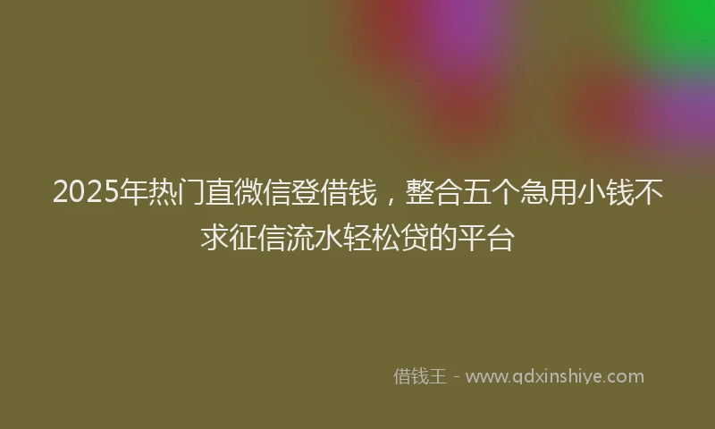 2025年热门直微信登借钱，整合五个急用小钱不求征信流水轻松贷的平台