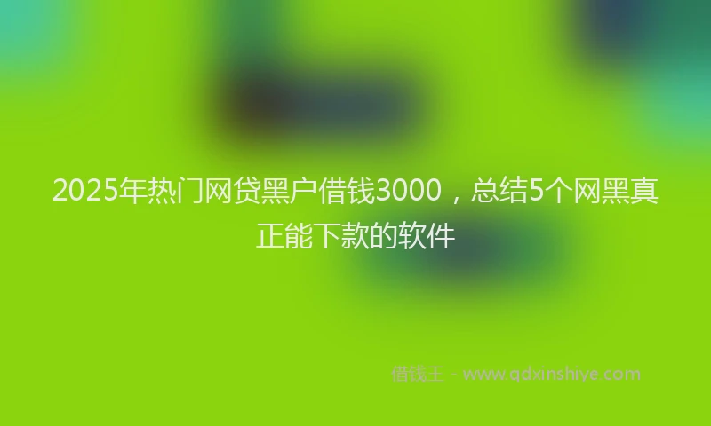 2025年热门网贷黑户借钱3000，总结5个网黑真正能下款的软件