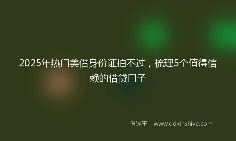 2025年热门美借身份证拍不过，梳理5个值得信赖的借贷口子